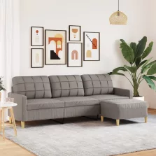   vidaXL 3 személyes tópszínű szövet kanapé lábtartóval 210 cm