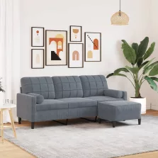   vidaXL 3 személyes sötétszürke bársony kanapé lábtartóval 180 cm
