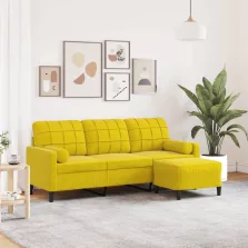   vidaXL 3 személyes sárga bársonykanapé lábtartóval 180 cm