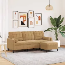   vidaXL 3 személyes barna bársonykanapé lábtartóval 180 cm