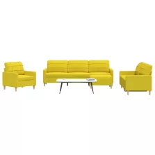   vidaXL 4 részes világossárga szövet ülőgarnitúra lábzsámollyal