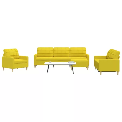 vidaXL 4 részes világossárga szövet ülőgarnitúra lábzsámollyal