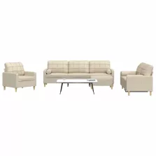   vidaXL 4 részes krémszínű szövet ülőgarnitúra lábtartóval/párnával