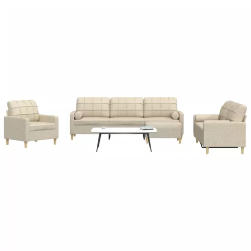 vidaXL 4 részes krémszínű szövet ülőgarnitúra lábtartóval/párnával