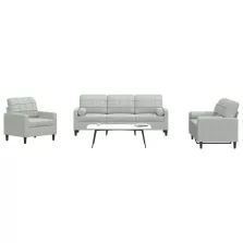   vidaXL 3 részes világosszürke bársony ülőgarnitúra párnákkal