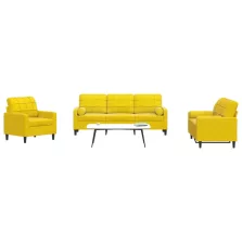 vidaXL 3 részes sárga bársony ülőgarnitúra párnákkal