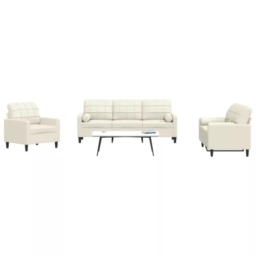 vidaXL 3 részes krémszínű bársony ülőgarnitúra párnákkal