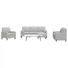   vidaXL 4 részes világosszürke bársony ülőgarnitúra párnákkal