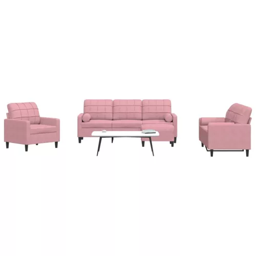 vidaXL 4 részes rózsaszín bársony ülőgarnitúra párnákkal