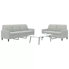   vidaXL 2 részes világosszürke bársony ülőgarnitúra párnákkal