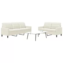 vidaXL 2 részes krém bársony ülőgarnitúra párnákkal