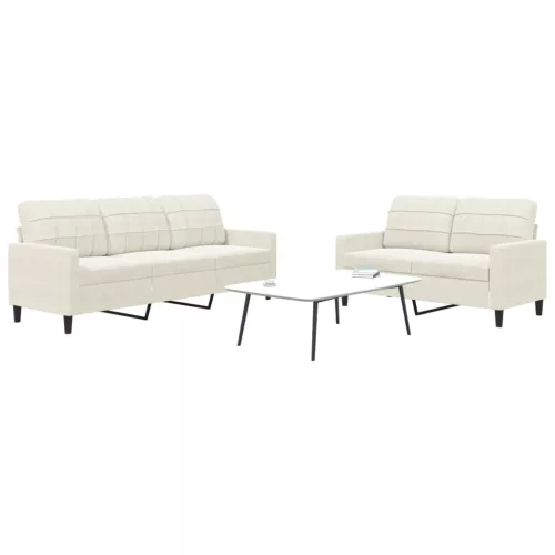 vidaXL 2 részes krém bársony ülőgarnitúra párnákkal