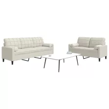   vidaXL 2 részes krémszínű bársony ülőgarnitúra párnákkal