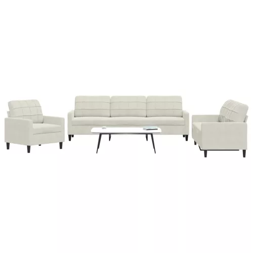 vidaXL 3 részes krém bársony ülőgarnitúra párnákkal