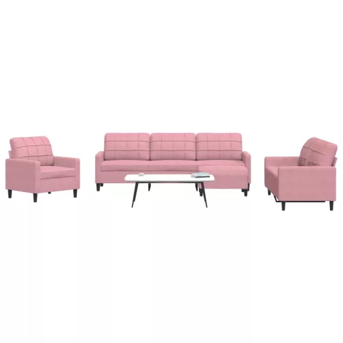 vidaXL 4 részes rózsaszín bársony ülőgarnitúra párnákkal
