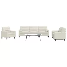   vidaXL 3 részes krémszínű bársony ülőgarnitúra párnákkal