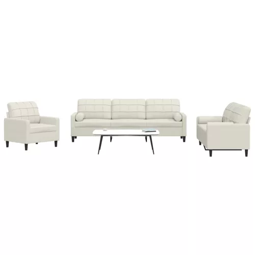 vidaXL 3 részes krémszínű bársony ülőgarnitúra párnákkal