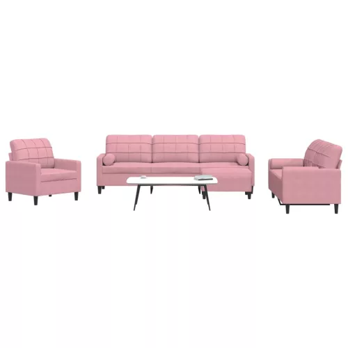 vidaXL 4 részes rózsaszín bársony ülőgarnitúra párnákkal