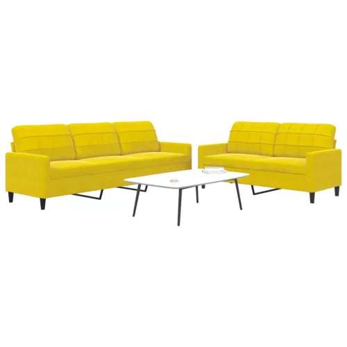 vidaXL 2 részes sárga bársony ülőgarnitúra párnákkal