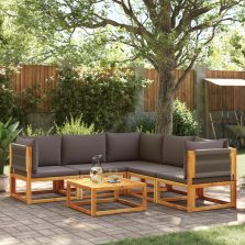   vidaXL 6 részes tömör akácfa kerti kanapészett párnákkal