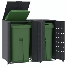  vidaXL antracit acél kerekes tároló 2 szemeteskukához 138x79x117 cm