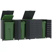   vidaXL antracit acél tároló 4 szemeteskukához 276 x 79 x 117 cm