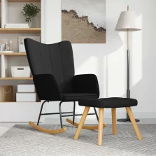 vidaXL fekete szövet hintaszék lábtartóval