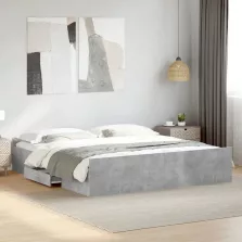   vidaXL betonszürke szerelt fa ágykeret fiókokkal 200 x 200 cm