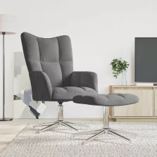 vidaXL sötétszürke bársony pihenőfotel lábtartóval