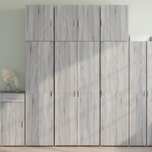vidaXL szürke sonoma színű szerelt fa magasszekrény 80 x 42,5 x 249 cm