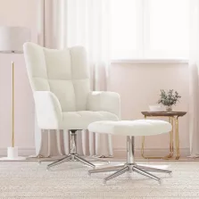 vidaXL krémfehér bársony pihenőszék lábtartóval