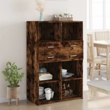   vidaXL füstös tölgy színű szerelt fa magasszekrény 80 x 42,5 x 124 cm