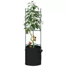   vidaXL 4 db acél és polipropilén paradicsomketrec növényzsákkal 116 cm