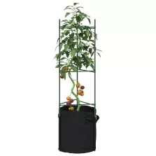   vidaXL 6 db acél és polipropilén paradicsomketrec növényzsákkal 116 cm