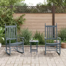   vidaXL 2 db szürke tömör nyárfa hintaszék összecsukható asztallal