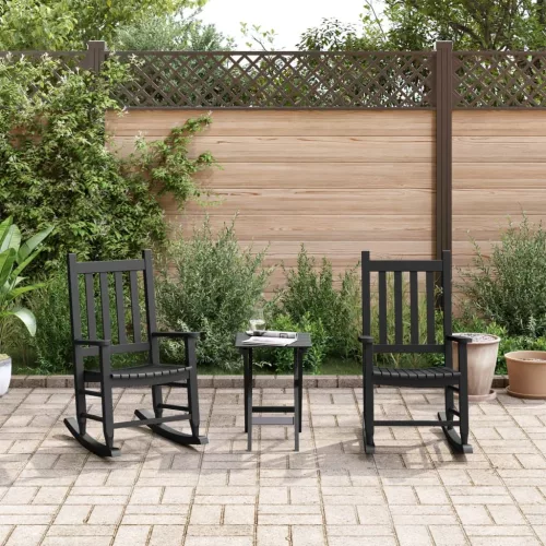 vidaXL 2 db fekete tömör nyárfa gyerekhintaszék