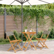  vidaXL 3 részes szürke polyrattan és tömör fa bisztrószett