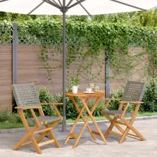   vidaXL 3 részes szürke polyrattan és tömör fa bisztrószett