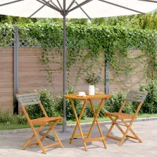   vidaXL 3 részes szürke polyrattan és tömör fa bisztrószett