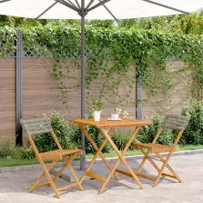   vidaXL 3 részes szürke polyrattan és tömör fa bisztrószett