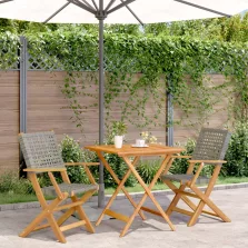   vidaXL 3 részes szürke polyrattan és tömör fa bisztrószett