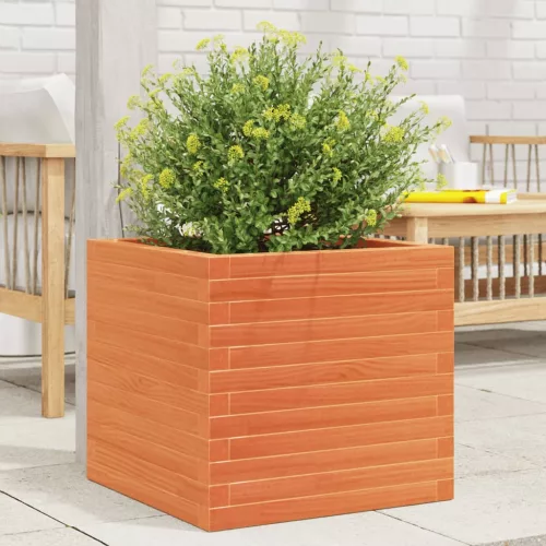 vidaXL viaszbarna tömör fenyőfa kerti virágláda 50x50x46 cm