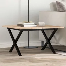   vidaXL tömör fenyőfa és acél dohányzóasztal X-vázzal 60x60x40 cm