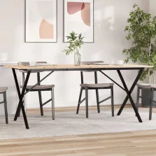   vidaXL tömör fenyőfa és acél étkezőasztal X-vázzal 180x90x75 cm
