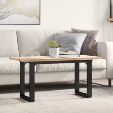   vidaXL tömör fenyőfa és öntöttvas O-vázú dohányzóasztal 100x50x45,5 cm