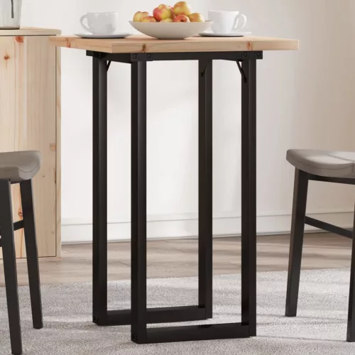 vidaXL tömör fenyőfa és acél étkezőasztal O-vázzal 50x50x75,5 cm