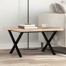   vidaXL tömör fenyőfa és acél X-vázú dohányzóasztal 60x60x40,5 cm