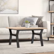   vidaXL tömör fenyőfa és acél Y-vázú dohányzóasztal 80x80x45,5 cm