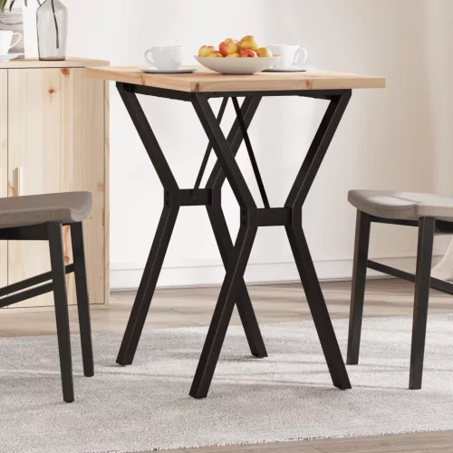 vidaXL tömör fenyőfa és acél étkezőasztal Y-vázzal 80x50x75,5 cm