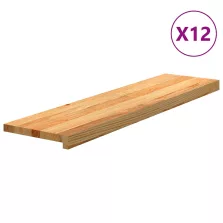   vidaXL 12 db tömör tölgyfa világosbarna lépcsőfokok 100x30x2 cm